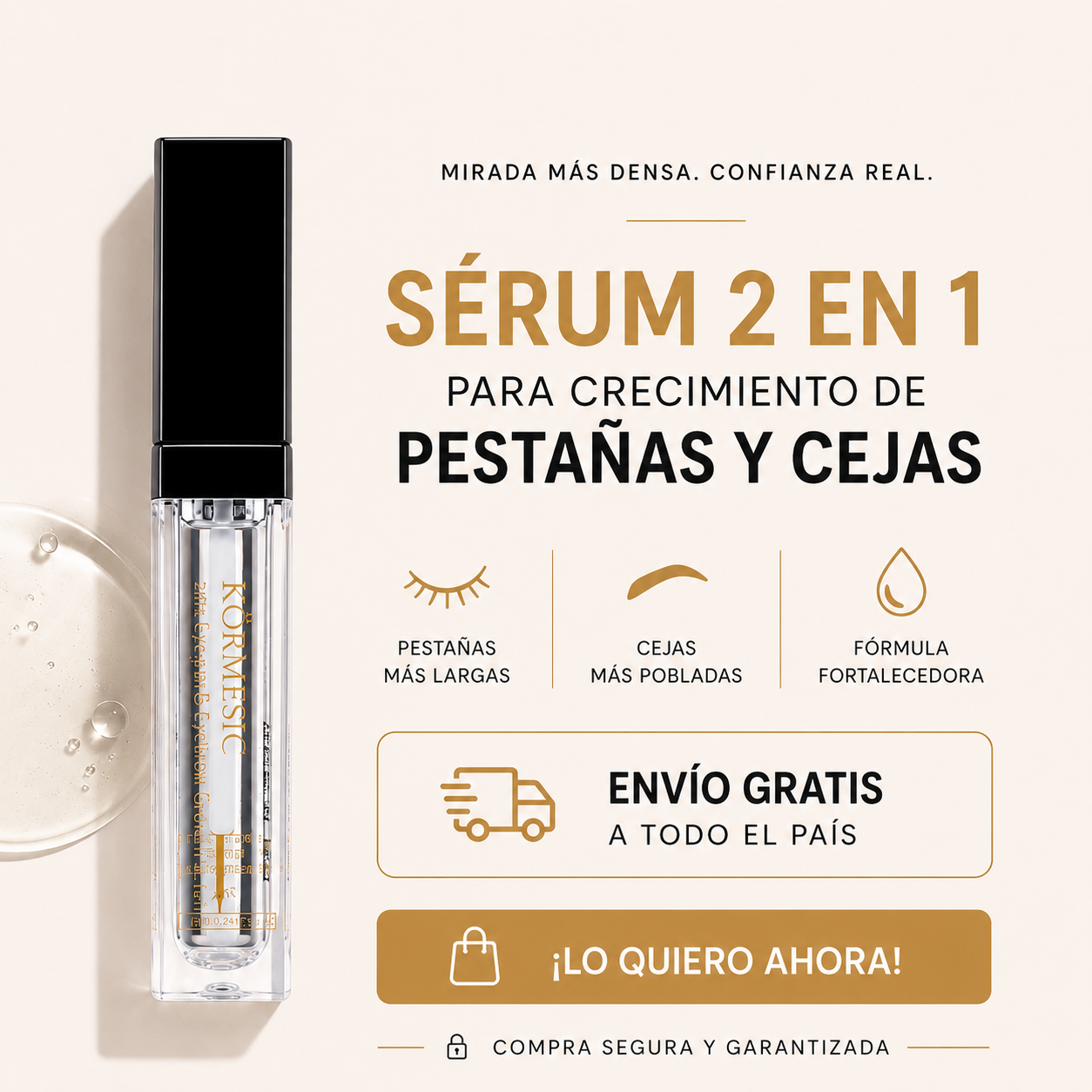 Serum 2 en 1 para Crecimiento de Pestañas y Cejas | Fórmula Fortalecedora